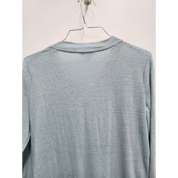 Orvis Classic Collection Womens Top Small Blue Linen Blend 3/4 Sleeve Minimalist - Picture 7 of 7